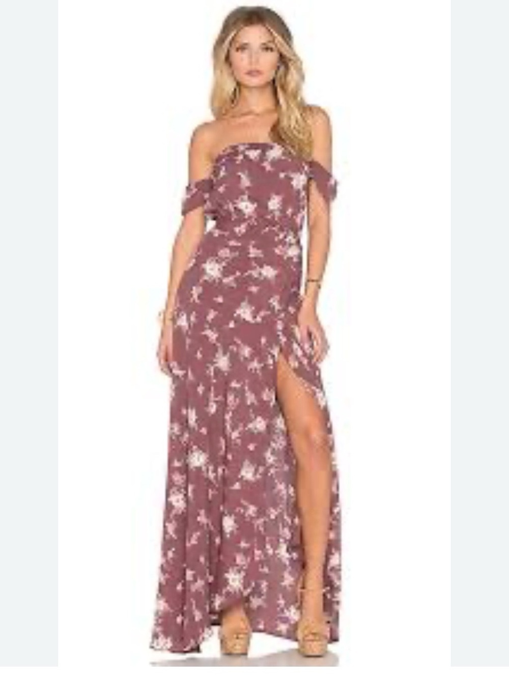 Flynn Skye Mauve Floral One-Shoulder Maxi Dress
